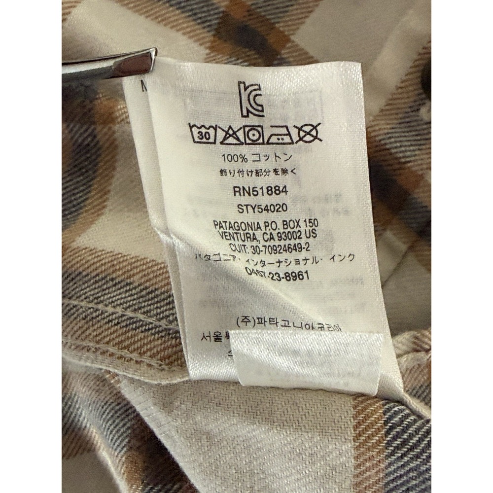 Men's Patagonia Organic Cotton Flannel Beige Gray Plaid Sz XL‎ READ - Picture 12 of 12